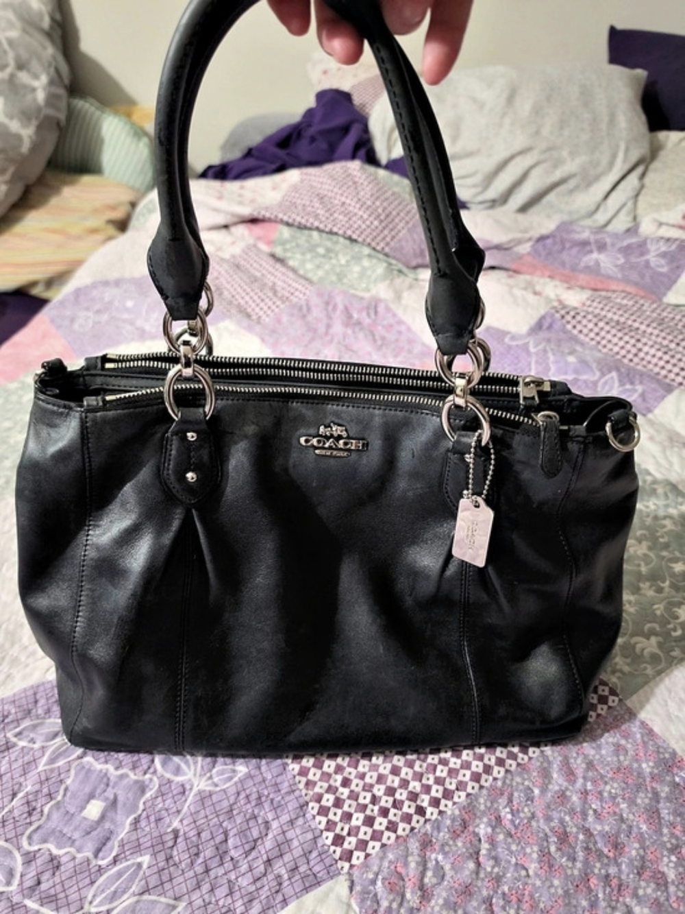 Coach Leather Shoulder Bag in Black